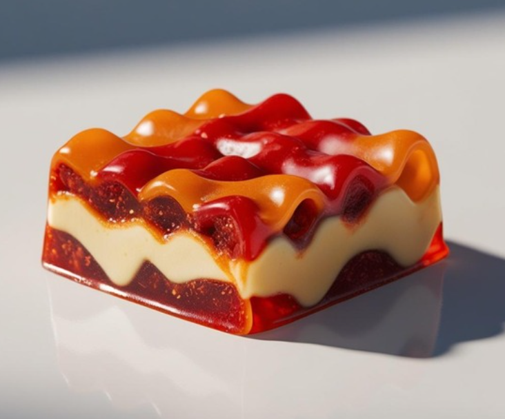photo d'un gummie gourmand en forme/goût lasagne