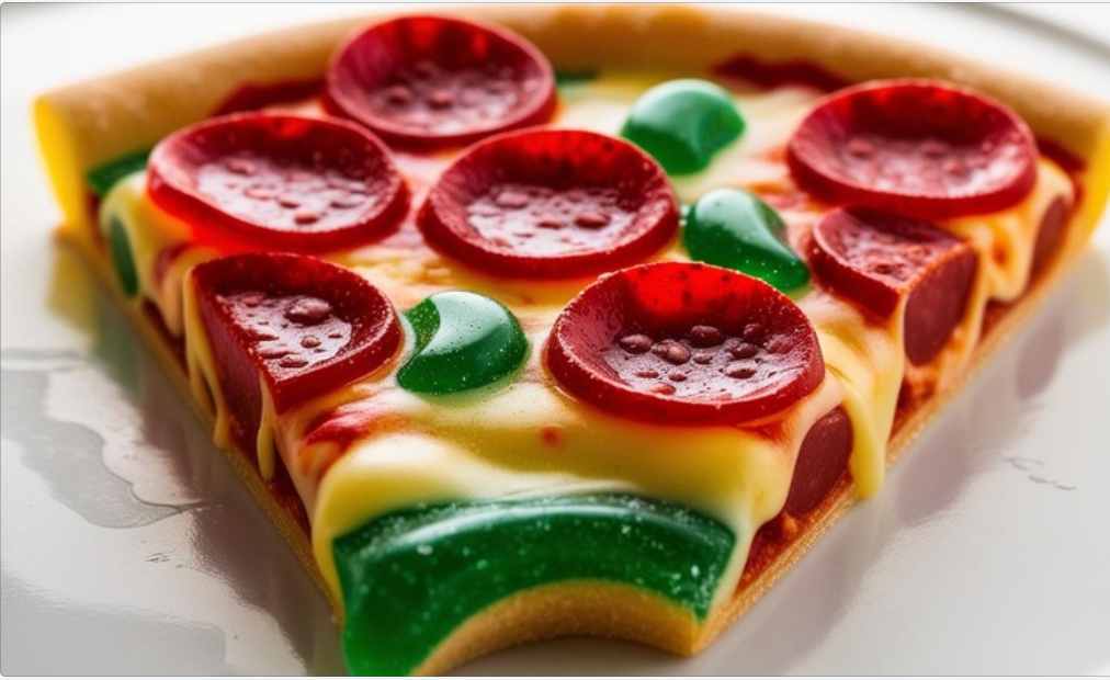 photo d'un gummie gourmand en forme/goût pizza